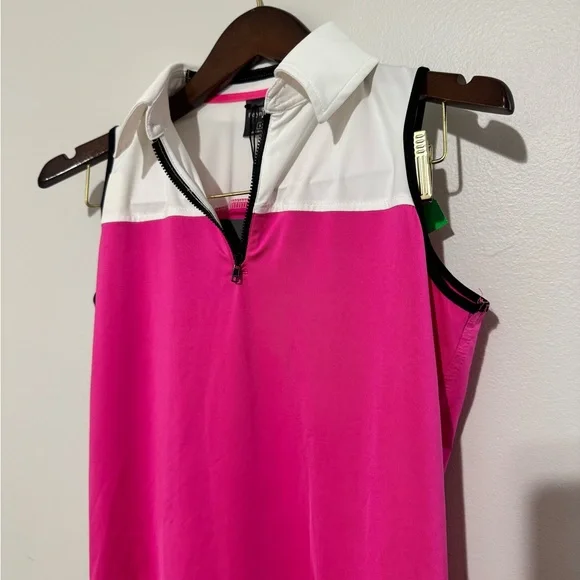 Belyn Key Vibrant Pink and White Sleeveless Top Panther Size Small NWT - Picture 3 of 6